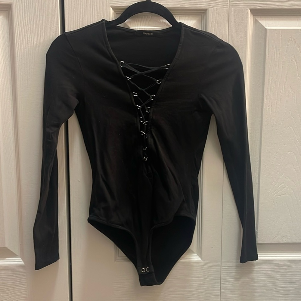 Forever 21 black long sleeve bodysuit